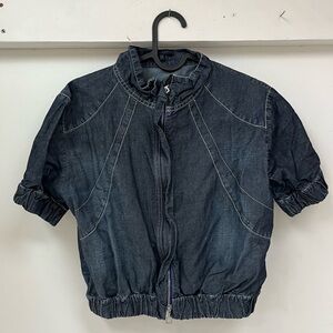 Sarah Pacini Dark Indigo Denim Cropped Shirt size 0